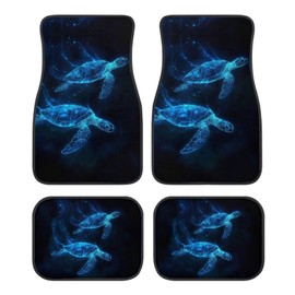 Darisoco Blue Bling Sea Turtle Tie-dye Car Floor Mat Front & Rear Car Cloth Surface Pad Mats Anti-skidding for Travel Fits Trucks SUV