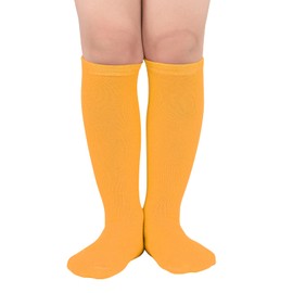 Century Star Baby Girl Socks Boy Knee High Socks Toddler Non-Slip Tube Sock School Soccer Striped Stockings for Infant 1Pc Orange 4-6 Years