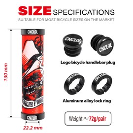 CHOOEE Mountain Bike Handlebar with Double Lock On Clamp，Bicycle grips Anti-Slip Rubber Mtb Grips,22mm Cycling Handlebar for MTB/BMX