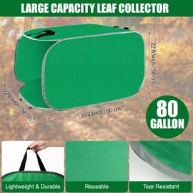Hysagtek Leaf Collector Bag, 80 Gallon Portable Pop Up Leaf Bags, Foldable Reusable Yard Garden Leaf Bag with Handles, Self-Standing Leaf Collector Bag for Leaves Lawn Trash, Comes with Gloves