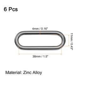 sourcing map 6 Pcs Metal Oval Ring, 1" Flat Oval Ring Buckle Belt Fastener Strap Keeper Loop for DIY Leather Purse Bags Handbag Straps, Metallic Black