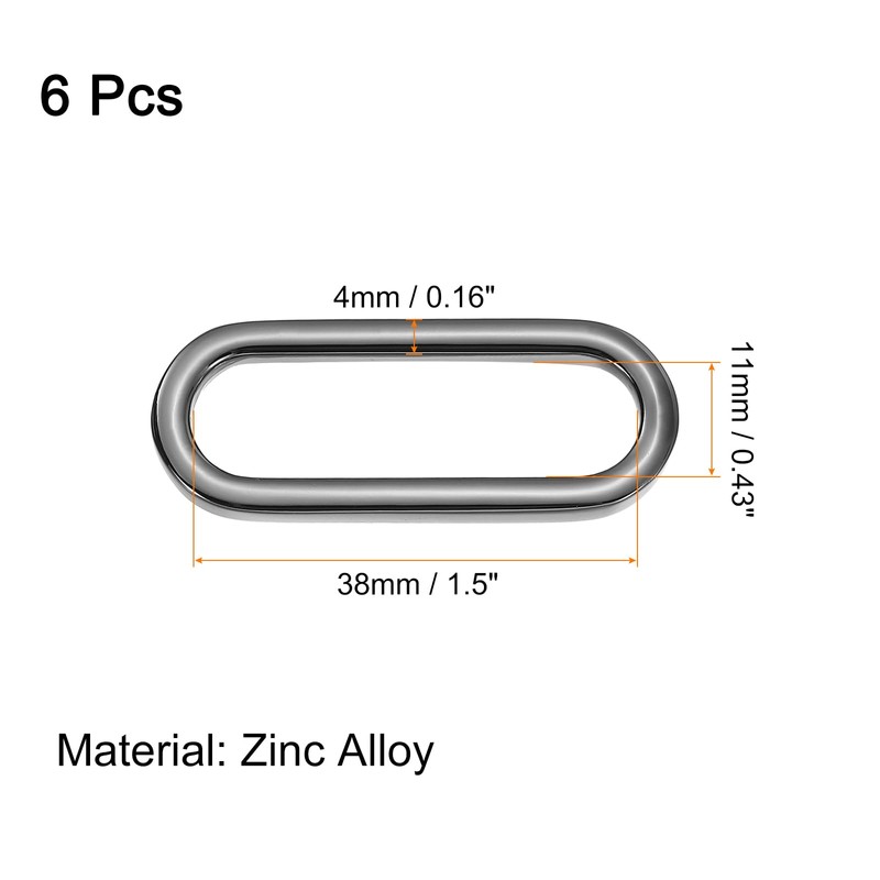 sourcing map 6 Pcs Metal Oval Ring, 1" Flat Oval