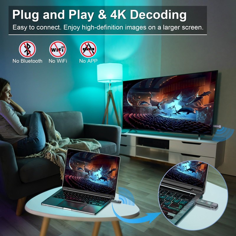 TTQ Wireless HDMI Transmitter and Receiver, Wireless HDMI Extender 4K
