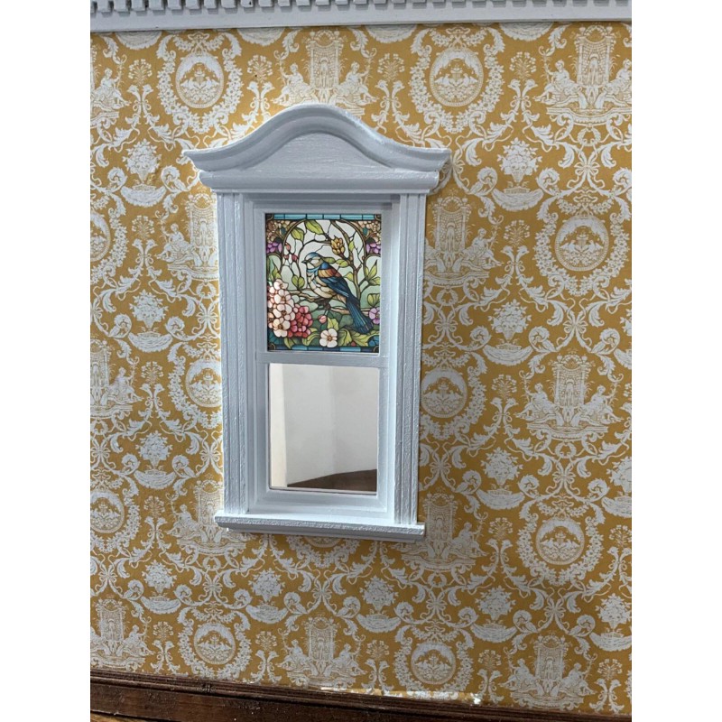 Unbranded Springtime Blue Bird Dollhouse Miniature Stained Glass Window Film
