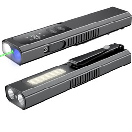 WeteamnoI 5 IN1 Rechargeable EDC Flat Flashlight, PRO Flashlight with Green Beam, UV and White LED Combo, High Lumens Pocket Lights with Magnet, LT010 Four Sources Perfect for Checking Work (Black)