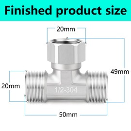 QZKJQDD Stainless Steel 304 1/2" BSP Male, T Shaped 3 Way Pipe Fitting, Top Flexible Movable Tee Connector, for Water, Gas, Oil, and Fuel Applications Pipe Connecting Conversion