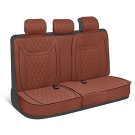 MotorBox Rear Car Seat Cover – Ranch Leatherette Faux Leather Terracotta Bench Seat Cover for Auto – Diamond Stitched Cushioned Seat Protectors for Automotive Accessories, Trucks, SUV, Car