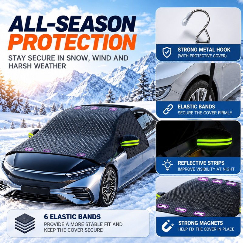 Magnetic Windshield Snow Cover for Winter Car Protection – PVC