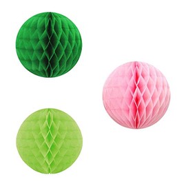 Honeycomb Balls, 4.9 inches (10 cm), Green, Pink, Lime Green (2 each), Set of 3 Colors