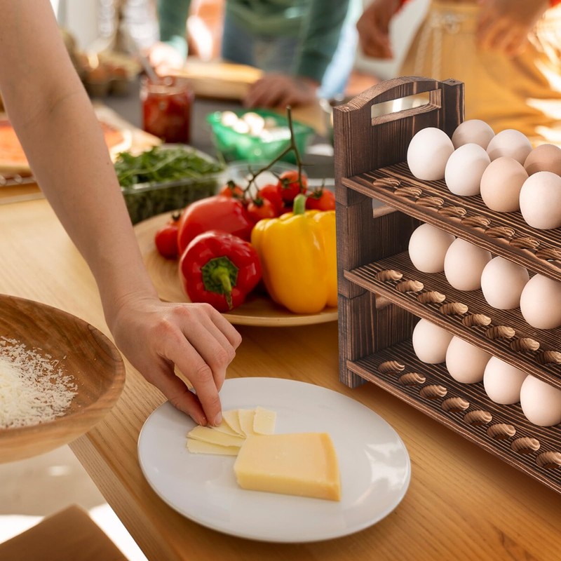 Wooden Egg Holder 3 Layer Fresh Egg Rack Holders Countertop