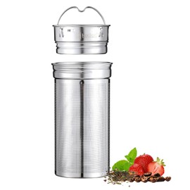 Lexlion Water Bottle Tea Infuser for Loose Leaf Tea — Reusable & Portable Stainless Steel Infuser for Fruit, Coffee, Green Tea, Iced Tea, Herbal Tea, Black Tea — Round Tea Strainers & Filters-(1 Pack)