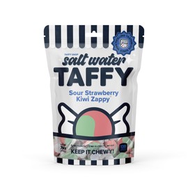 Taffy Shop “Sour Strawberry Kiwi Zappy” Salt Water Taffy – Gourmet Soft Chewy Candy, Bulk Sweet Snack, Fresh Gift & Gluten-Free, 35 Individually Wrapped Pieces (7oz)