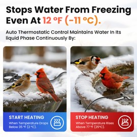 JXJHOVV 150W Submersible Cast Aluminum De-Icer – Thermostatic Chicken Water Heater for Livestock Tanks & Winter Bird Baths, Energy-Efficient Anti-Freeze Utility Heater, Black