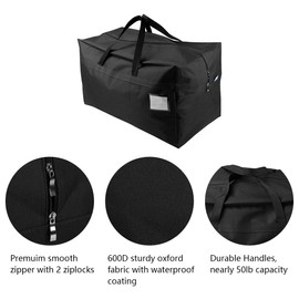 AMJ 2 Pack Extra Large Moving Bags with Zippers & Carrying Handles, Heavy-Duty Storage Totes for Space Saving, Black Moving Totes