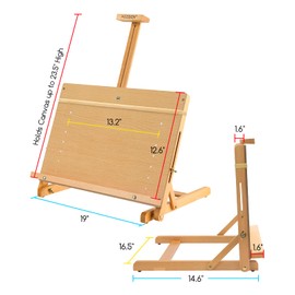 MEEDEN Large Drawing Board Easel, Solid Beech Wooden Tabletop H-Frame Adjustable Easel Artist Drawing & Sketching Board for Artists, Teens & Painters, Holds Canvas up to 23" high