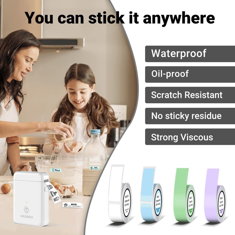 ORGBRO Label Maker Machine with Tape, X1 Portable Bluetooth Mini