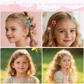 3-in-1 Girls Hair Accessories Set, 200 Pure Cotton Hair Ties, 56 Non-Slip Duckbill Clips & 36 Alloy Hair Slides, Multicolor Styling Decor for Girls Daily Party Hairstyles