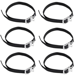 Pack of 6 Bicycle Pedal Straps, Adjustable Bicycle Pedal Strap, Toe Clips Straps with Clamping Lock, Bike Pedal Straps Black, Bike Pedal Straps Black for Bicycles Mountain Bikes (50 cm/19.68 Inches)