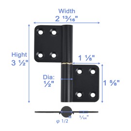 3.5 inch Lift Off Hinge 6 Pack Black Door Hinges Durable Flag Hinges, No Direction, Rust-resistant Indoor and Outdoor Hinges Detachable, Loading Capacity 40 Lbs