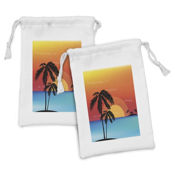 Ambesonne Oasis Fabric Pouch Set of 2, View of Palm