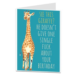 Funny Giraffe Birthday Card Offensive Insult For Men & Women Perfect For Brother Sister & Best Friend Sarcastic Giraffe