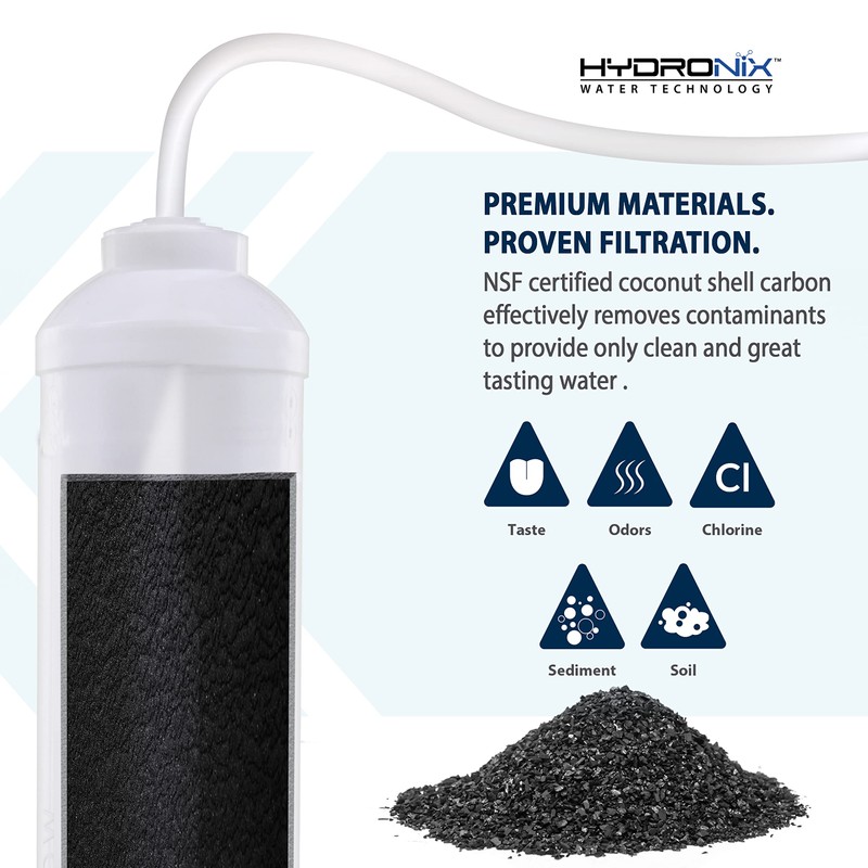 Hydronix ICF-10 Inline Post Activated Carbon Water Filter Replacement Cartridge