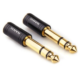 NANYI 1/4'' Male to 1/8'' Female Stereo Adapter Cables Connector, Upgrade 6.35mm Jack Stereo Plug Male to 3.5mm Jack Stereo Socket Femle for Headphone Adapter, Amp Adapte, Black 2-Pack