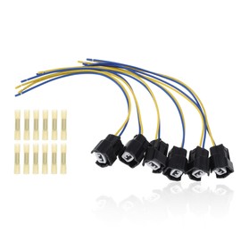 Hihaha 6Pcs Fuel Injector Wiring Harness for Nissan Frontier 2000-2002 Fuel Injector Connector Plug Pigtai W/Terminal Block for Nissan Xterra 2001-2002 Replace 16600-38Y10/16600-5S700