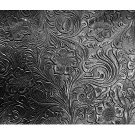 1/2 Yd Faux Leather Black Floral Embossed Cowboy Vinyl Western Tooled Upholstery
