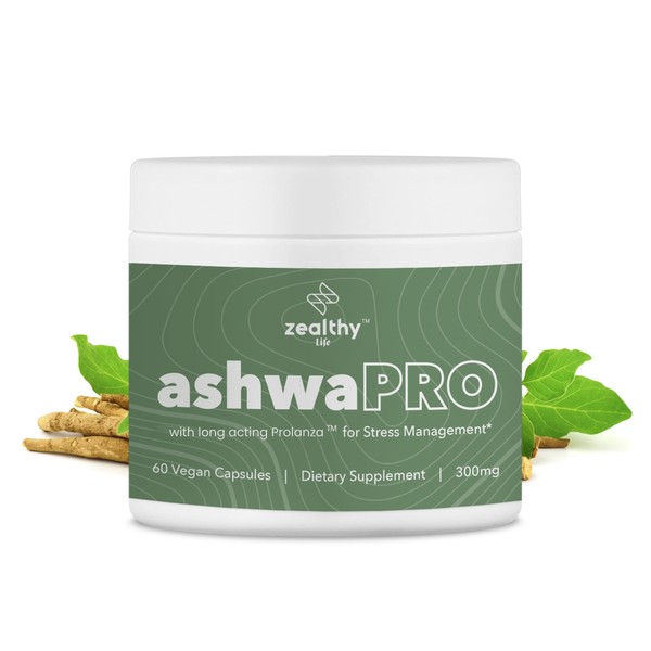 ashwaPRO, Ashwagandha Capsules with USP-Compliant Withanolides, Vegan Ashwagandha Supplements with Extensive Adaptogenic Support, Mental Wellness & Focus Supplement*, 300 mg per Capsule - Zealthy Life