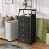 Furnulem Black Dresser with 5 Drawers, Vertical Storage Tower Fabric