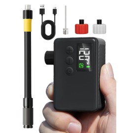 GPUTEK Mini Electric Bike Pump, 120 PSI Cordless Portable Bicycle Pump with Pressure Gauge, Auto-Off & LED Light, for E-Bike, Mountain Bike, City Bike, Road Bike with Presta & Schrader Valve