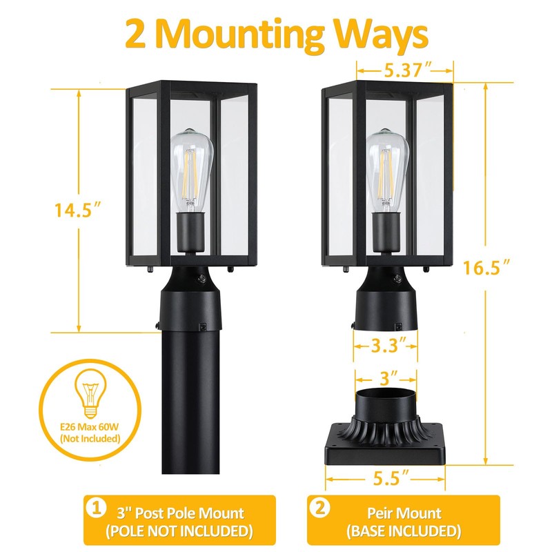 MYHXQ Dusk to Dawn Outdoor Post Lights with Pier Mount