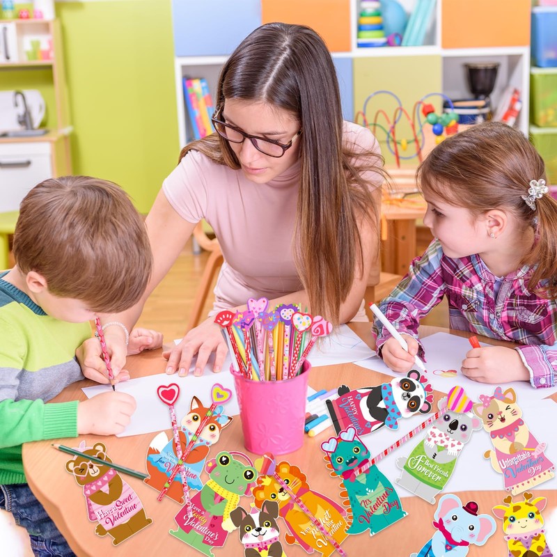 Qpout 48Pcs Valentines Day Gifts for Kids include 24 Valentines