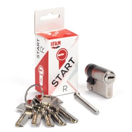 IFAM Cylinder Start STR1030N 10 x 30 mm Nickel Plated Cylindrical Security Lock with 5 Nickel-Plated Steel Security Keys, Euro Profile Cylinder, Interior and Exterior Door Lock