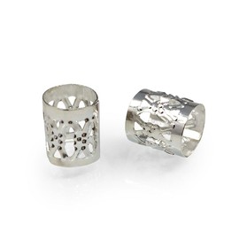 Abalorio redondo de metal de gran calidad para arete, pulseras, collares, tobilleras, llaveros, bisutería, bisutería, Platino, 8mm x 8mm, 100