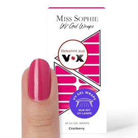 Original Miss Sophie UV Gel Nagelfolien I 20 ultra-d√ºnne Nagellack-Streifen Cranberry I UV Nagelfolien I H√§lt auf Natur- sowie lackierten, Acryl-, Gel- & Shellac-N√§geln