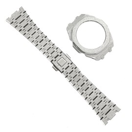Ga2100 Watch Strap Case Mod Kit Parts,Smooth Steel Metal Frosted Surface Bezel Ring Replacement Accessories Mods Compatible With Casioak G shock GA-2100/GA-2110 (Silver)