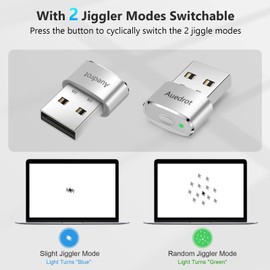 Mouse Jiggler Indetectable Metal USB Mouse Mover con Botón de Interruptor, Mini Agitador de Mouse Automático con 2 Modos, Sin Controlador, Plug & Play, Mantiene la Computadora Despierta, Plata, 2 PCS