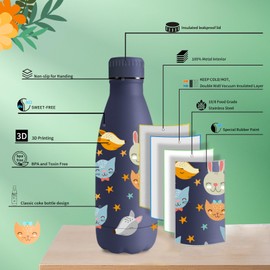 Vikaster MilkyBottle Thermos Flask, 350 ml Baby Thermos Flask, BPA-Free Drinking Bottle, Stainless Steel Drinking Bottle, Perfect for Children, Leak-Proof, Suitable for School, Camping, Outdoor