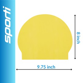 Sporti Adult Professional Swimming Cap - Latex Unisex Swim Cap - 8" x 9.75" inch - Silicone Free Swim Hair Protection Cap - Latex Swim Cap - Yellow