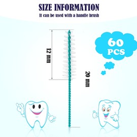 Cowwell Interdental Brush Soft Dental Picks Tooth Floss Interdental Brush Betweens Refills White Refills for Tooth Cleaning(Tight,60 Pieces)