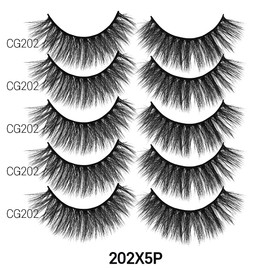 Laflare 3D Cashmere False Eyelashes Multipack, Ultra Soft, Glam, Luxurious, Cruelty-Free, Reusable, Fake Eyelashes 5 Pairs Value Pack (202X5P)