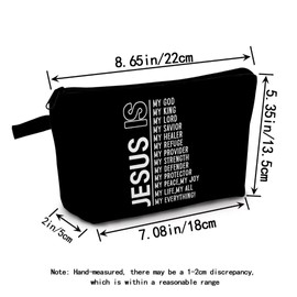 MoCaliduccious JESUS Women Makeup Bag Christian Gifts for Women Girls Christian Gift Bag Travel Storage Pouch (Black)