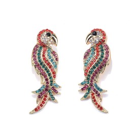 Papageien-Ohrringe für Frauen, Niedliche Vogel-Papageien-Ohrringe für Mädchen, Tropische Papageien-Ohrstecker hypoallergen, Böhmische Papagei Tier Ohrringe, Vogel Papagei Schmuck Lustige Ohrringe