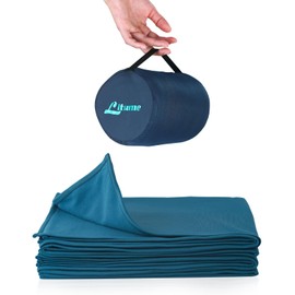 Litume Travel Blanket Lightweight and Breathable, 122x170 cm, Soft Airplane Blanket for Travelers, Foldable Camping Sheet with Stuff Sack for Flight, Train, Camp, Traveling (Fleece(Teal))