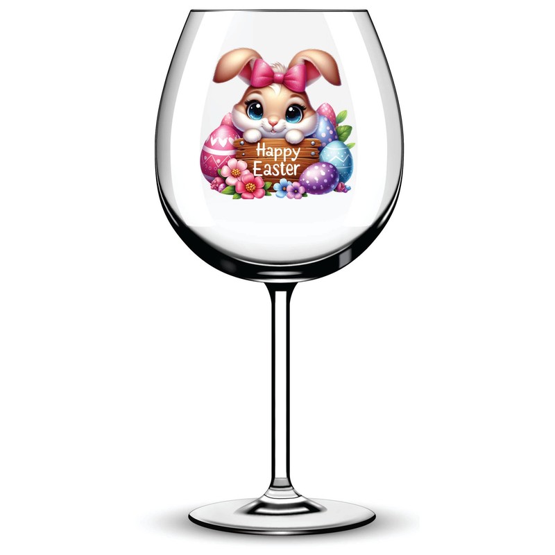x12 Rabbit Easter Bunny Happy Easter Glass Vinyl Decal Stickers