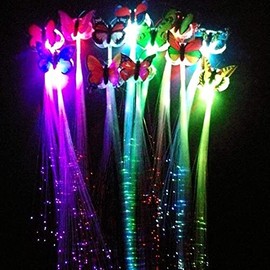 M.best 12pcs Butterfly Hair Clips, Led light Fiber Optic Hair Braid Barrettes for Girl and Women Party Favors, Assorted Color