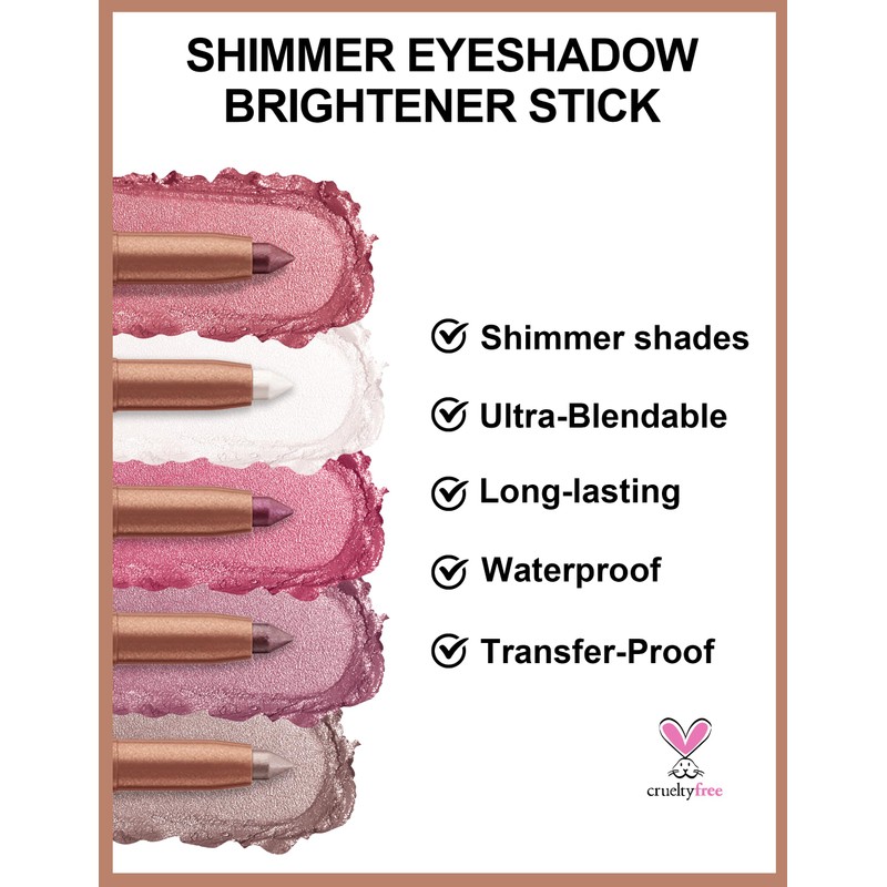 Erinde Cream Eyeshadow Stick, Metallic Eye Brightener Stick, Shimmer Creamy