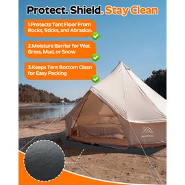 SHINECRAVE Bell Tent Footprint, Waterproof PU5000mm, Upgraded Material 120gsm PE Round Tarp, Tent Floor Mat Rug Tarp Carpet Groundsheet for Canvas Yurt Tent Accessories, Camping Hiking 4M(13FT)